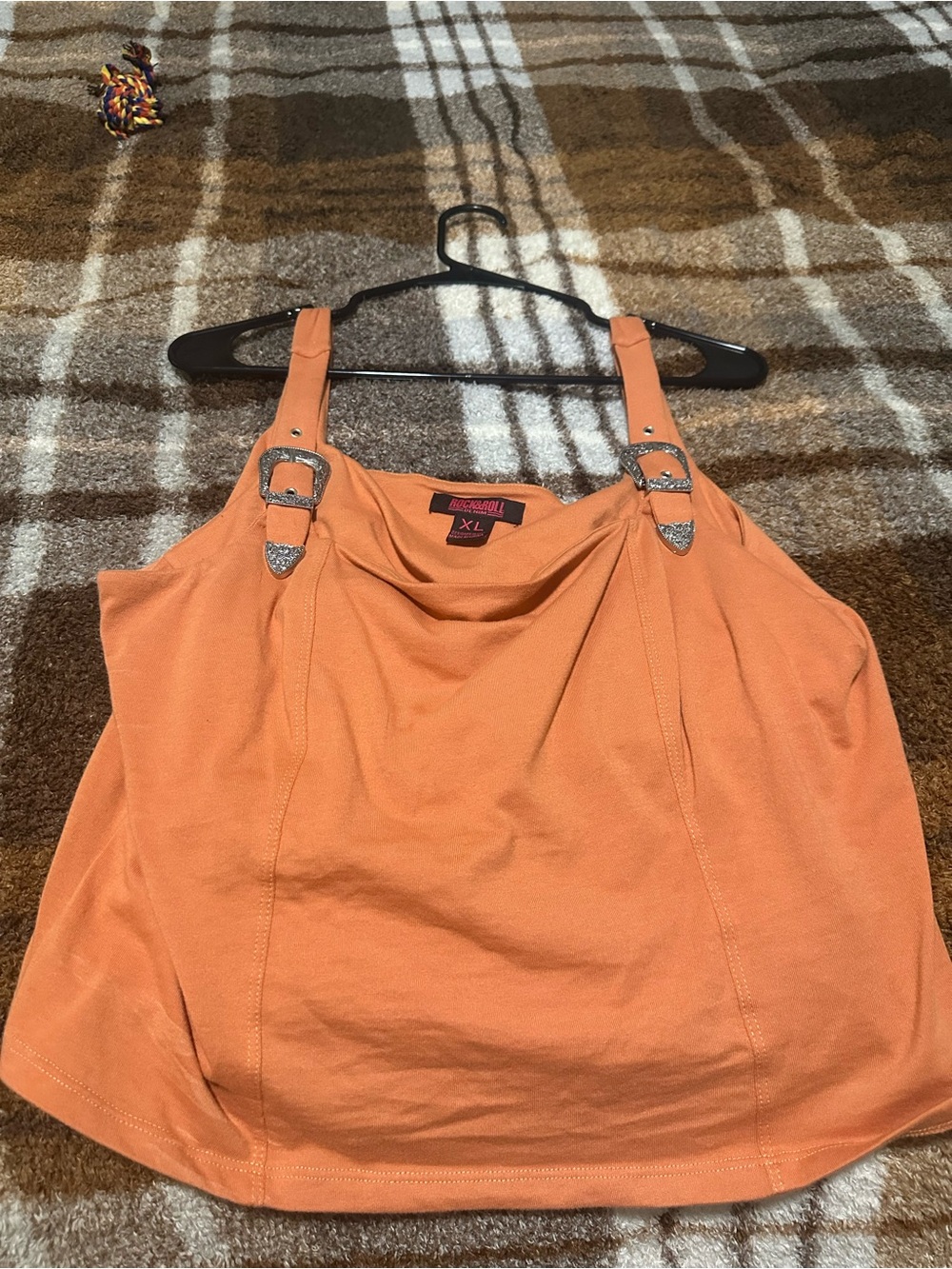 Women's Orange Buckle-Strap Tank Top